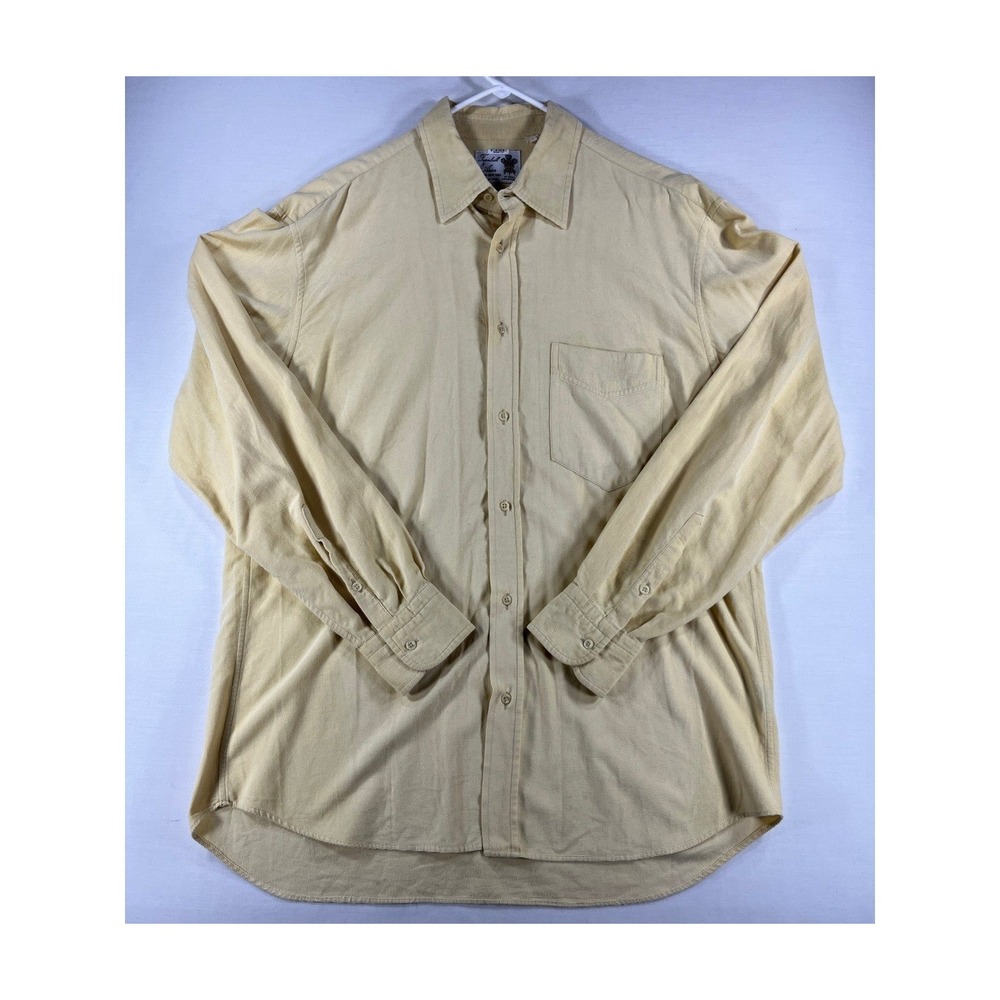 Turnbull & Asser Mens Yellow Corduroy Button Down Shirt Made in Italy Large